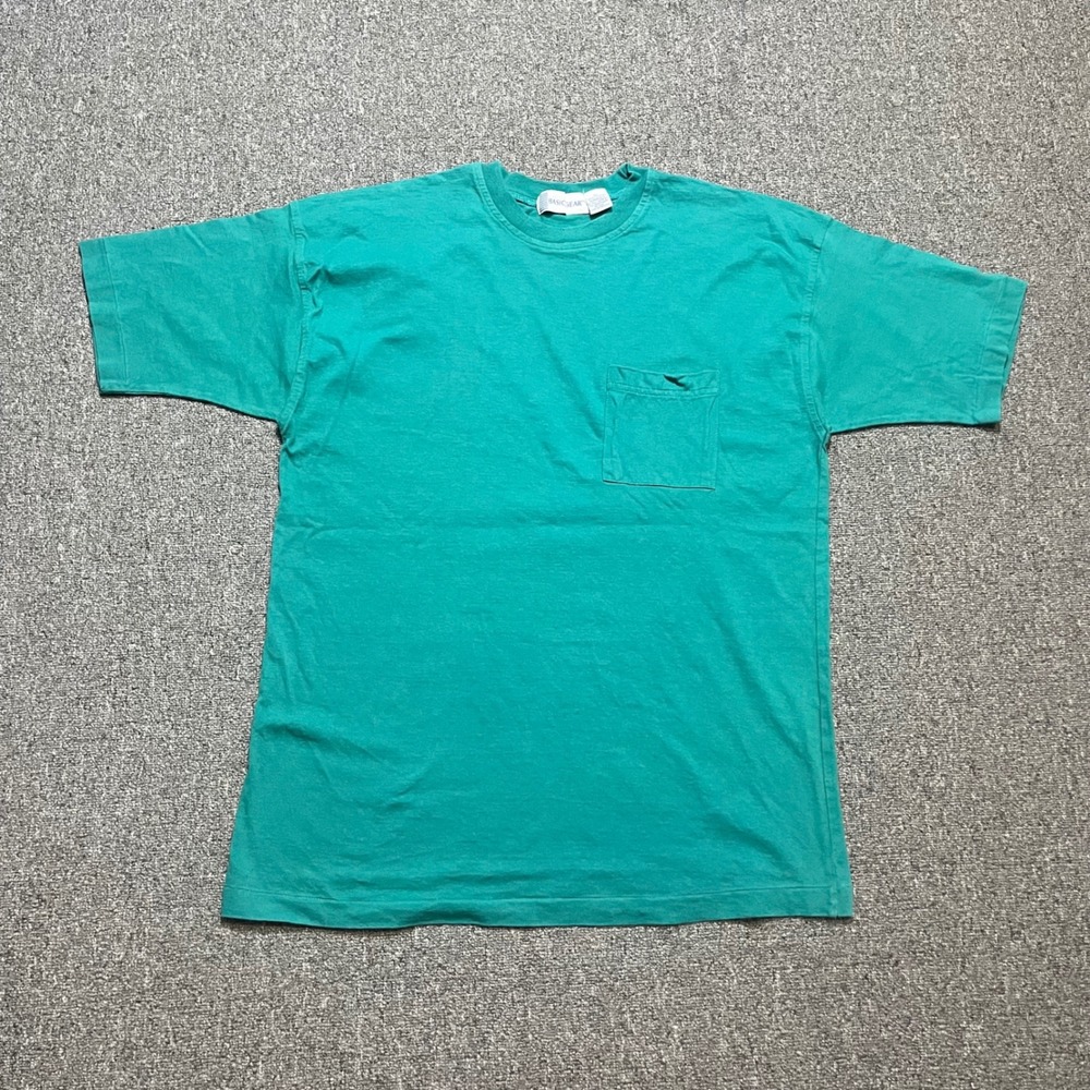 Vintage Basic Gear Pocket T-Shirt XL Teal Cotton Short Sleeve 90s Single Stitch